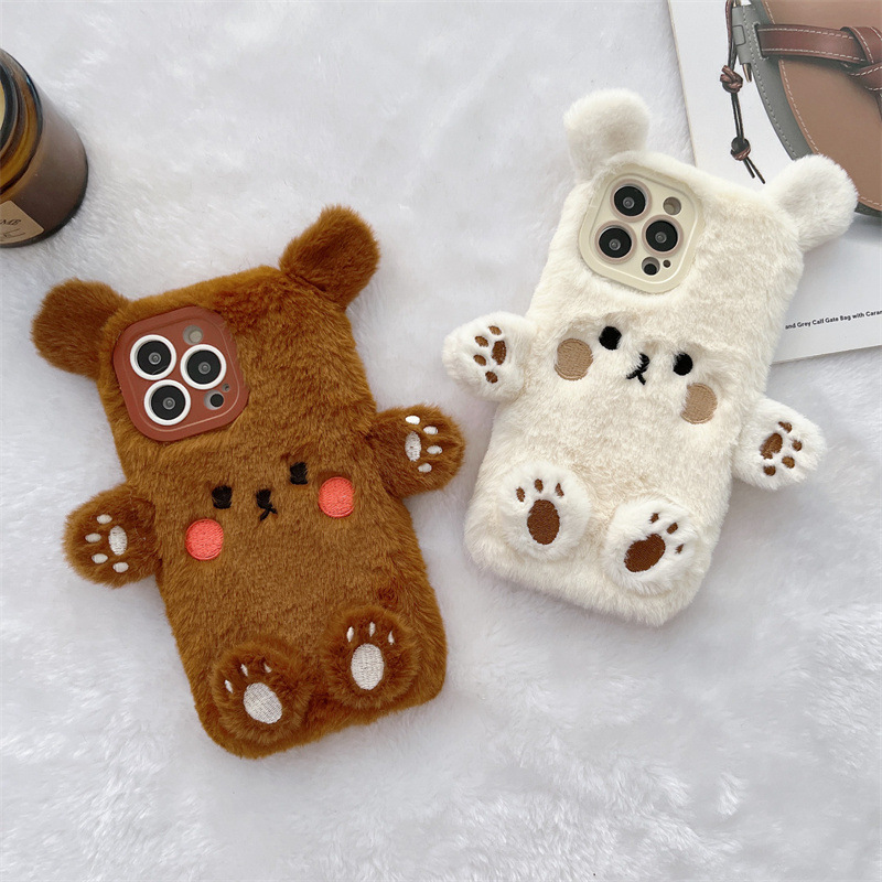 Phone Cases Iphone 17 Pro Max - Koreanische 3D Cartoon Bär Flauschige Plüsch