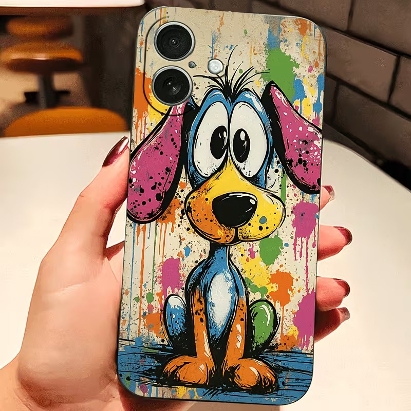 Phone Cases Drop Proof - Graffiti-Farbige Welpen-TPU-Handyhülle für iPhone 17 16