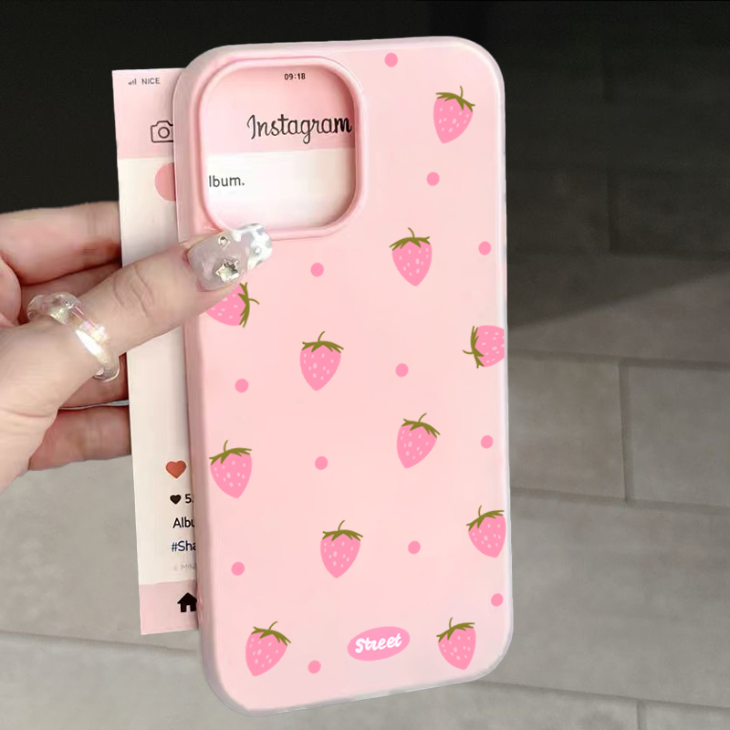 Phone Cases Xiaomi Redmi 12 - Süße rosa Handyhülle mit Erdbeermuster für