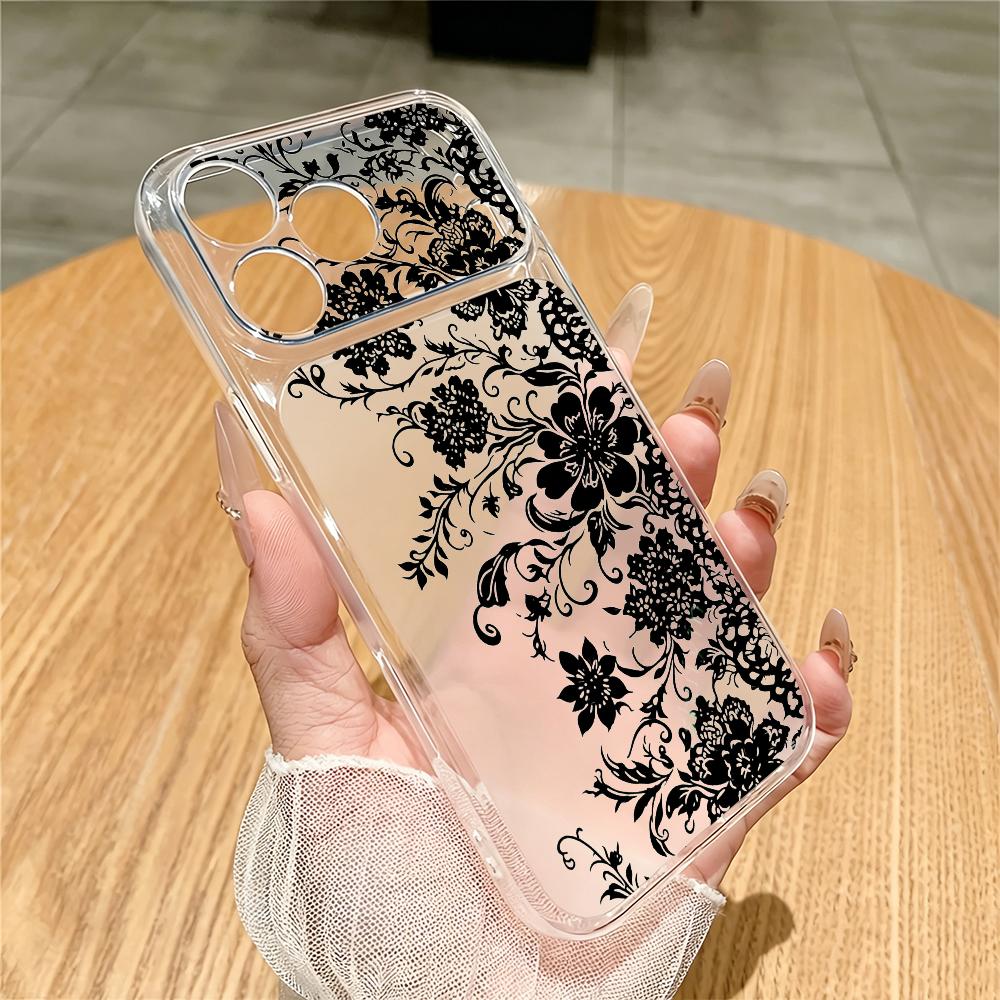 Phone Cases For Samsung A14 - Schwarz gemusterte transparente Handyhülle geeignet für