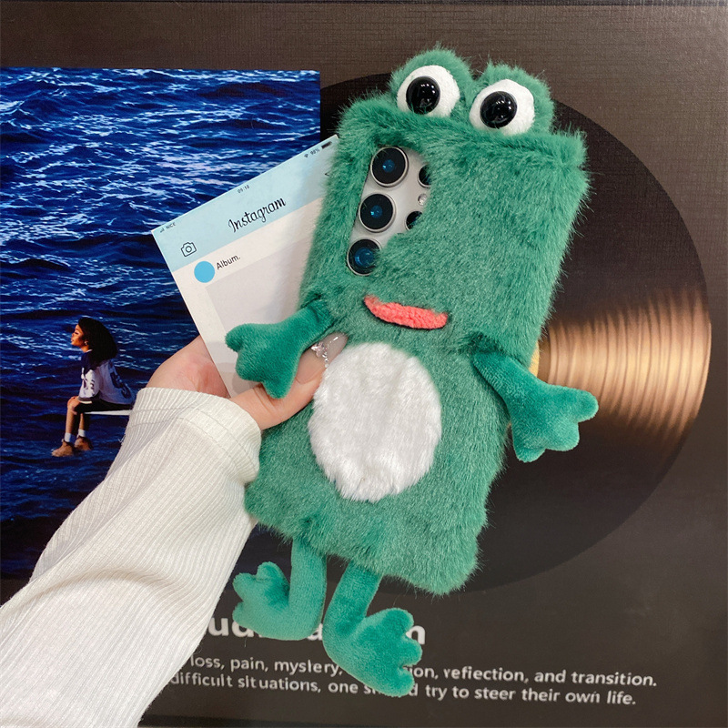 Phone Cases Cute - Plüsch-Frosch Handyhülle, Niedliche Grüne Tier 3D